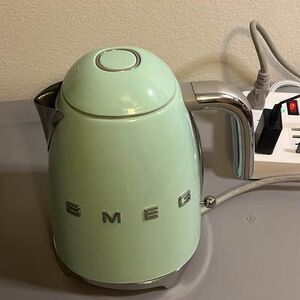 Smeg light teal blue kettle silver trim used